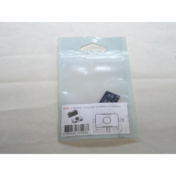 Lot de 5 switchs contacteur rectangle 2 pattes bouton poussoir coque télécommande clé Clé auto SW2 