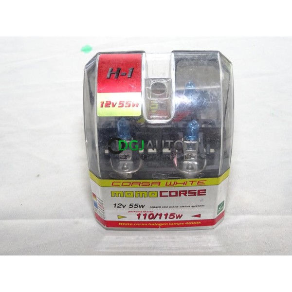 Boite 2 ampoules de phare type H1 corsa white Momo corse ECER37 110/115W 55W 4000K 