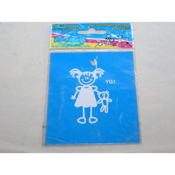 Autocollant sticker decoration jeune fille avec peluche ourson Norauto YG1 