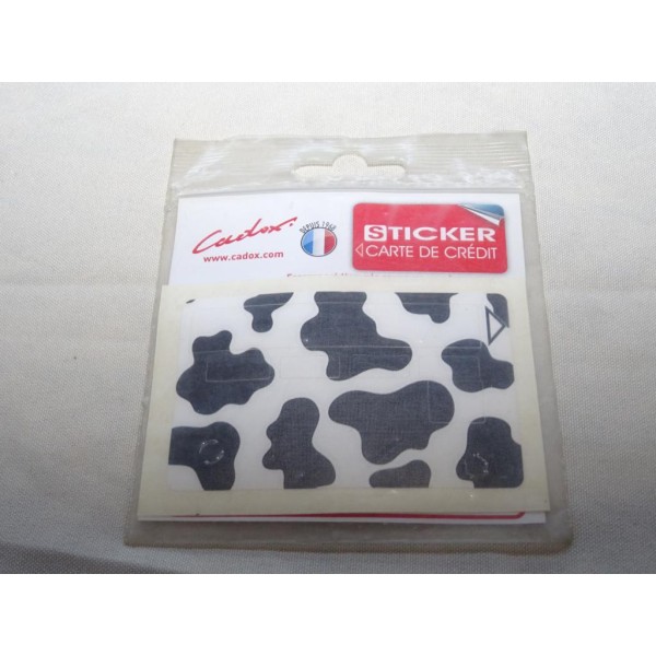 Autocollant sticker decoration carte bleue de crédit tache noir vache Cadox 140008 