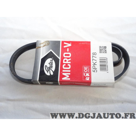 Courroie accessoire Gates 5PK778 pour peugeot 106 alfa romeo mito citroen AX saxo ZX fiat 500 500L panda 3 punto evo lancia ypsi