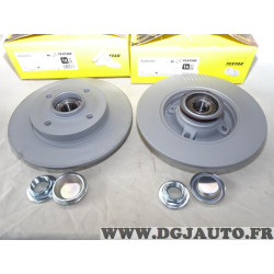 Jeu 2 disques de frein arriere plein 249mm diametre avec roulement de roue Textar 92202103 pour citroen C3 dont picasso C4 dont 