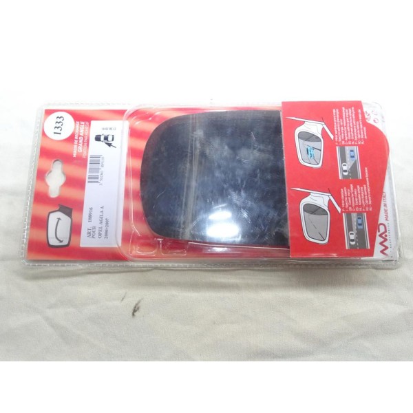 Vitre miroir glace retroviseur avant gauche grand angle MAD N°1333 188916 pour opel agila A de 2000 à 2007 