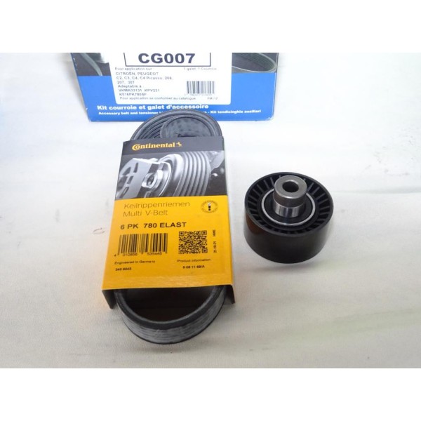 Kit courroie accessoire 6PK780 + galet Dolz CG007 pour citroen C2 C3 C4 peugeot 206 207 307 1.4HDI 1.6HDI 1.4 1.6 HDI diesel 