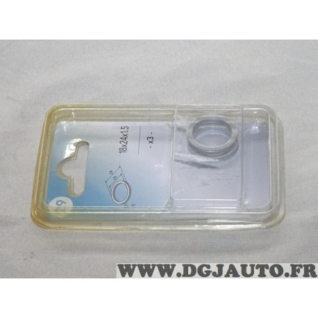 Blister 3 joints bouchon de vidange 18x24x1.5 Norauto N°29 