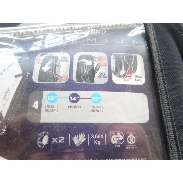 Jeu 2 chaines neige Norauto premium N°4 pour pneu roue 175/70/13 185/65/13 195/55/14 175/55/15 195/50/15 175 70 13 185 65 13 195