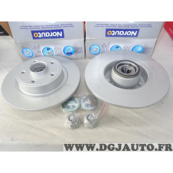 Jeu 2 disques de frein arriere plein 274mm diametre avec roulement et bague ABS Norauto NDL0006 pour renault laguna 2 II 