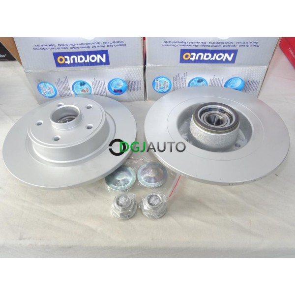 Jeu 2 disques de frein arriere plein 274mm diametre avec roulement et bague ABS Norauto NDL0006 pour renault laguna 2 II 