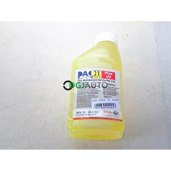 Bidon flacon 500ML huile pour compresseur climatisation ISO grade 68 PA0 AA1 plus UV Hella 8FX351214-201 