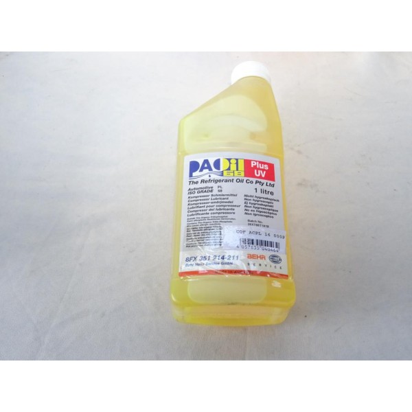 Bidon flacon 1L 1 litre huile pour compresseur climatisation ISO grade 68 PA0 AA1 plus UV Hella 8FX351214-211 